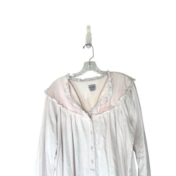 Lanz of Salzburg Pink Dainty Coquette Lounge Cotton Flannel Nightgown Size Large - Picture 4 of 13